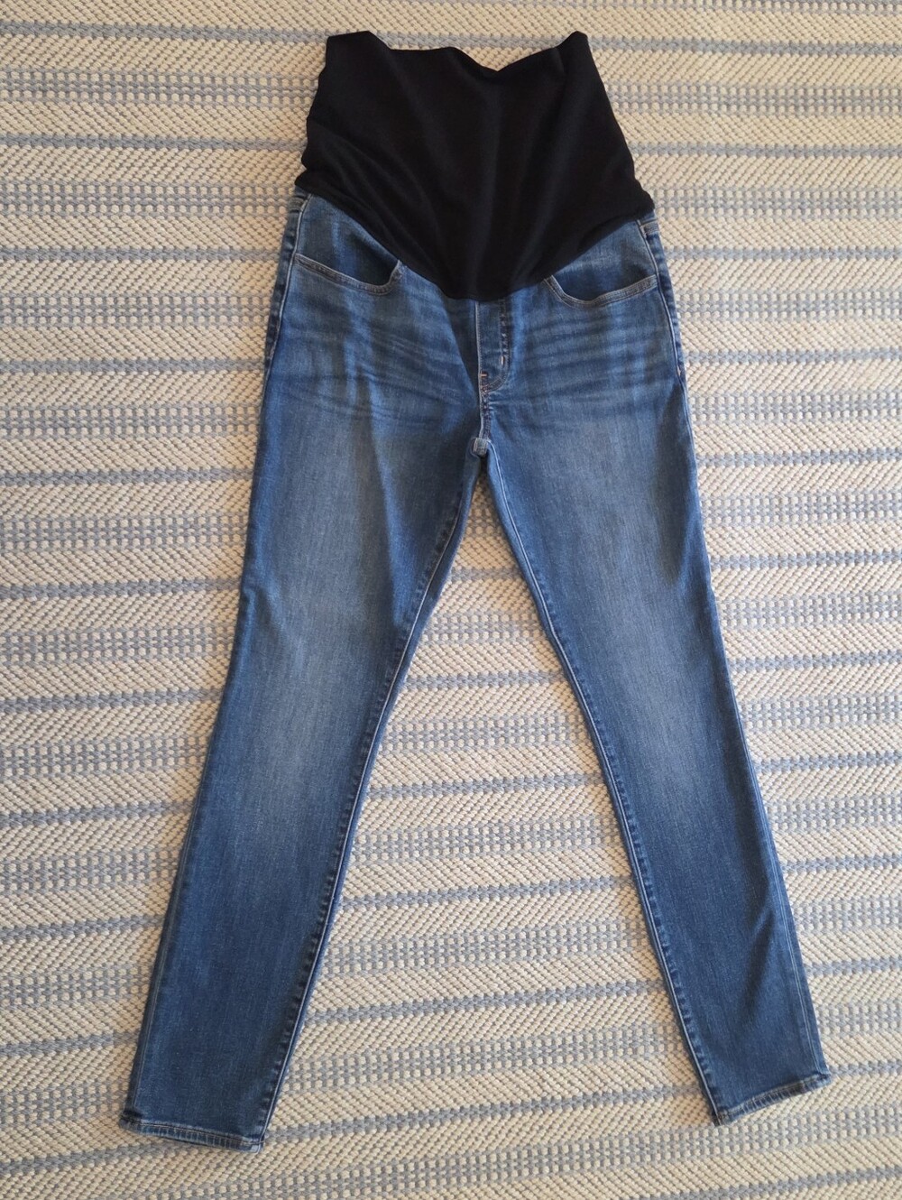 Hatch Blue Maternity Jeans with Black Support Panel
